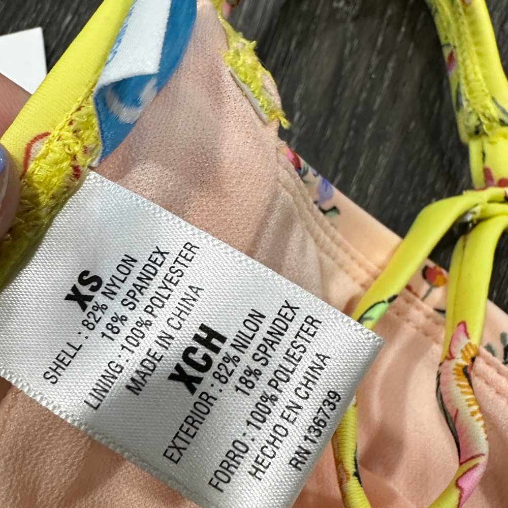 NWT California Waves Yellow Floral Print Underwire Bikini Top - Picture 5 of 6